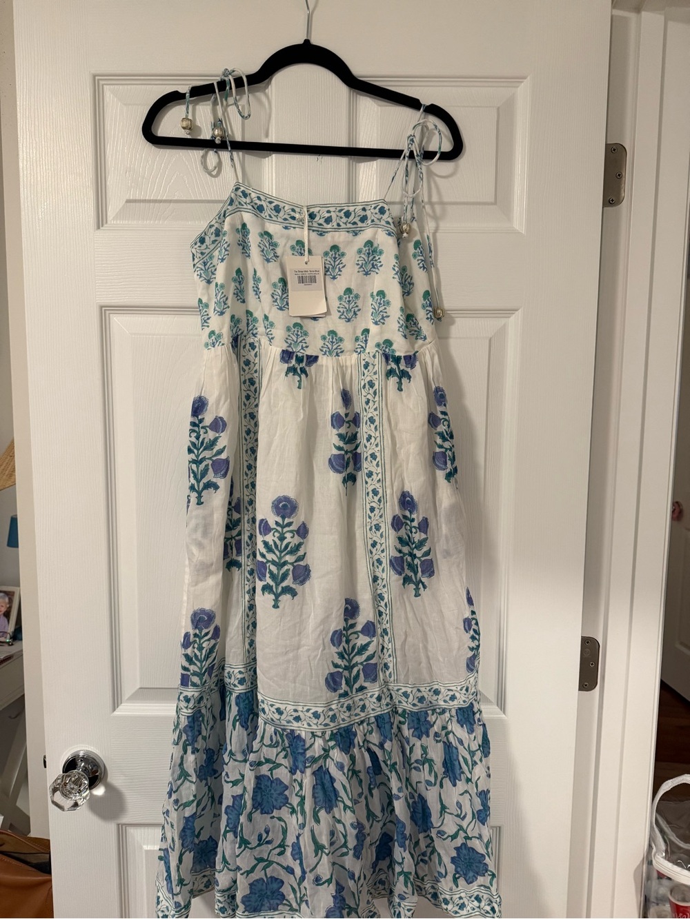 Oliphant Terra blue tie strap midi, size M, NWT